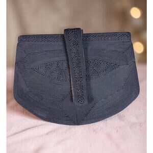 Vintage 1940s Corded Handbag Navy Structured Top Handle Purse WW2 Era